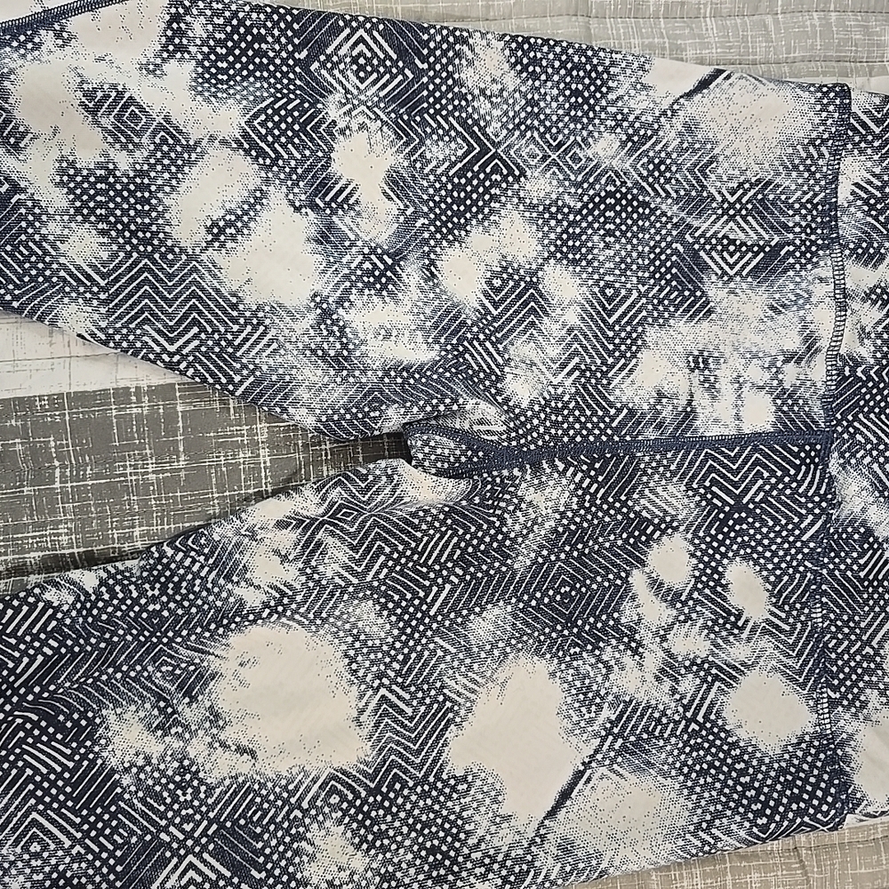 The North Face Blue And White Patterned Leggings Sz M with Drawstring - Picture 9 of 10